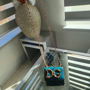 Dolce & Gabbana Micro Calfskin Blue Leather Bag